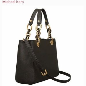 ❤️Michael Kors Cynthia Black Saffiano Leather Crossbody Satchel Bag. Like New.
